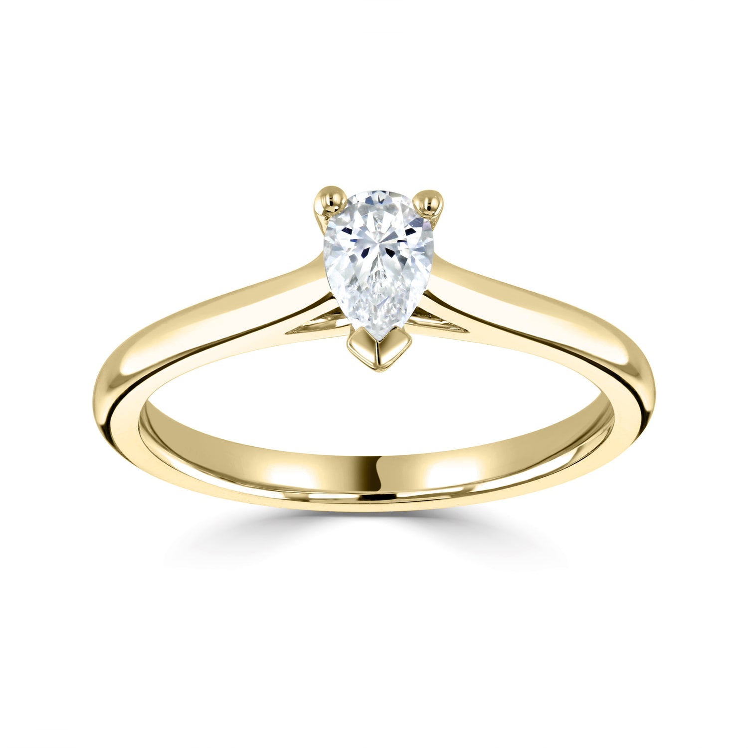 VERCELIA — 18CT Yellow Gold Pear Cut Lab Grown Solitaire Diamond Ring 0.75ct