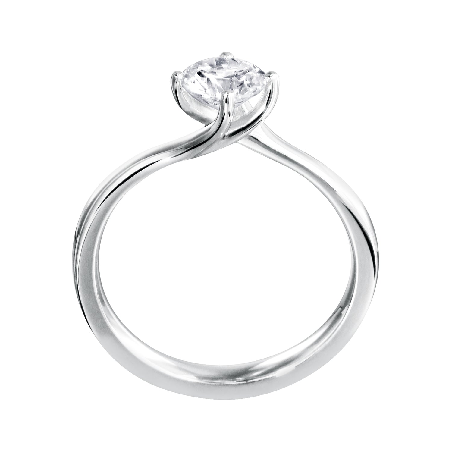 Platinum Four Claw Twist Round Diamond Solitaire Ring - Robert Anthony Jewellers, Edinburgh