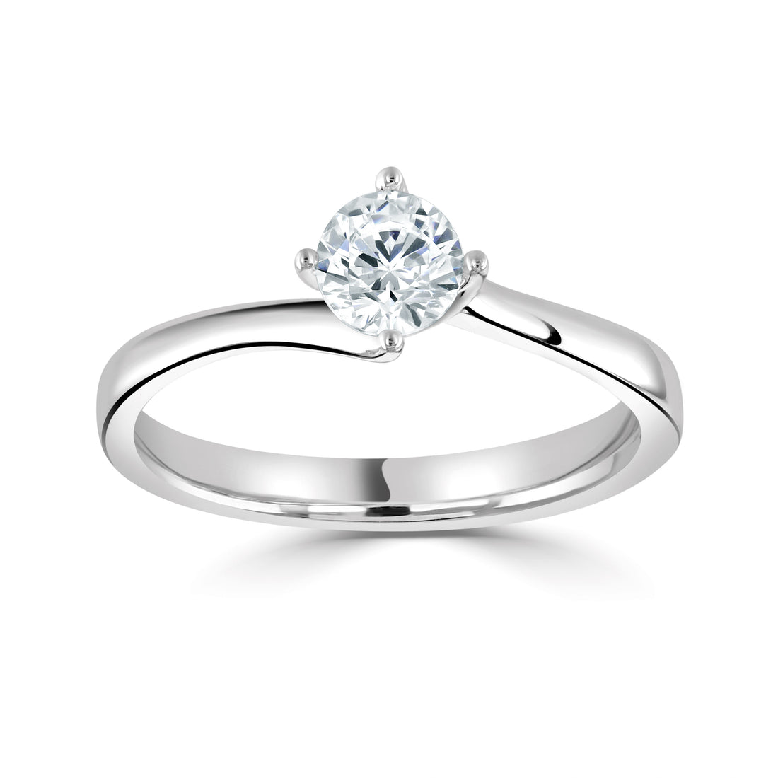 Platinum Four Claw Twist Round Diamond Solitaire Ring - Robert Anthony Jewellers, Edinburgh