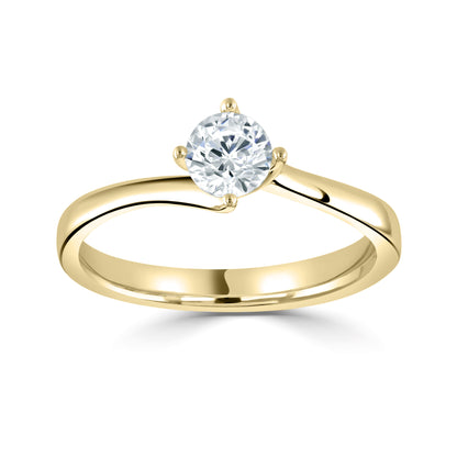 18CT Yellow Gold Four Claw Twist Solitaire Lab Grown Diamond 0.75ct