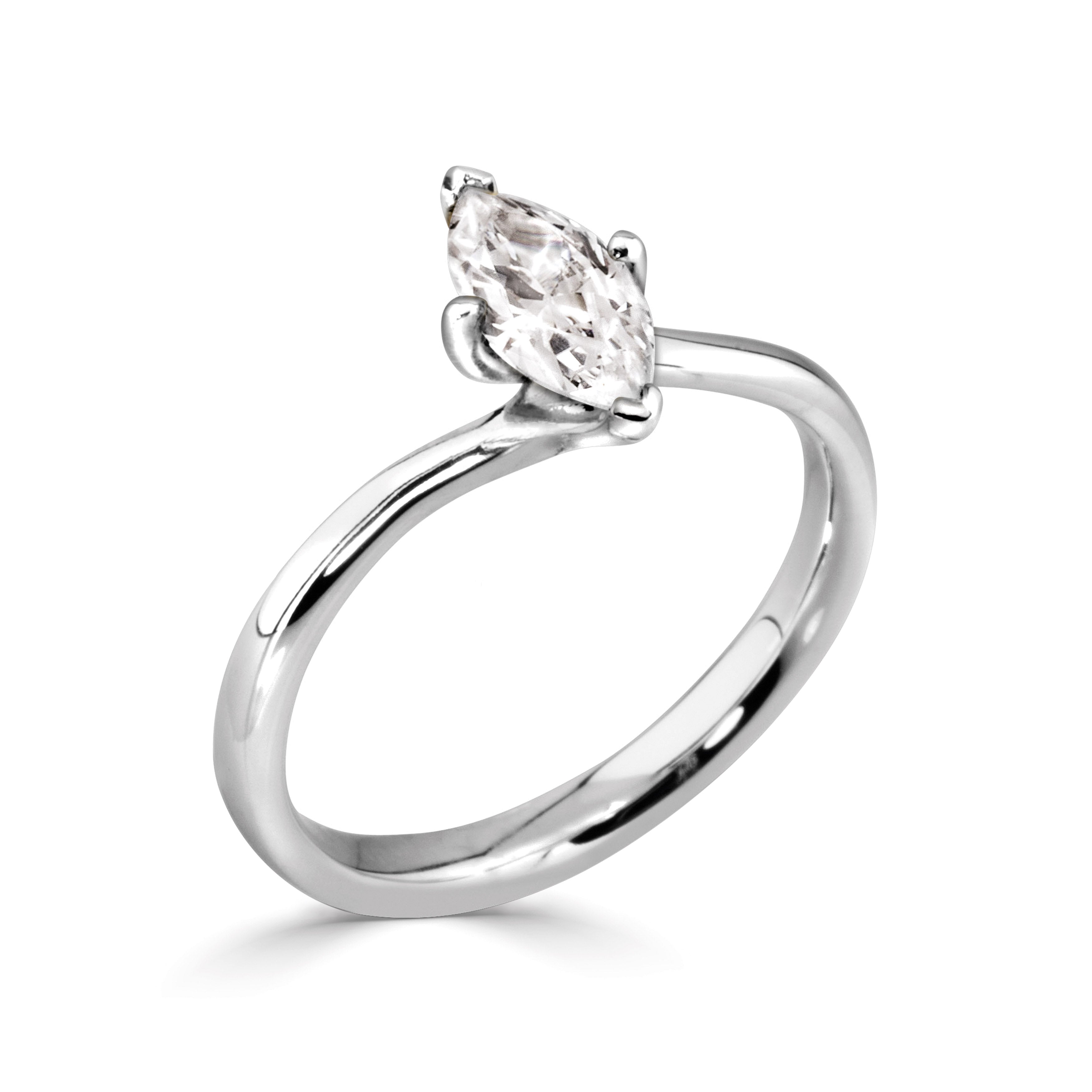 18CT White Gold Marquise Lab Grown Diamond Ring 1ct