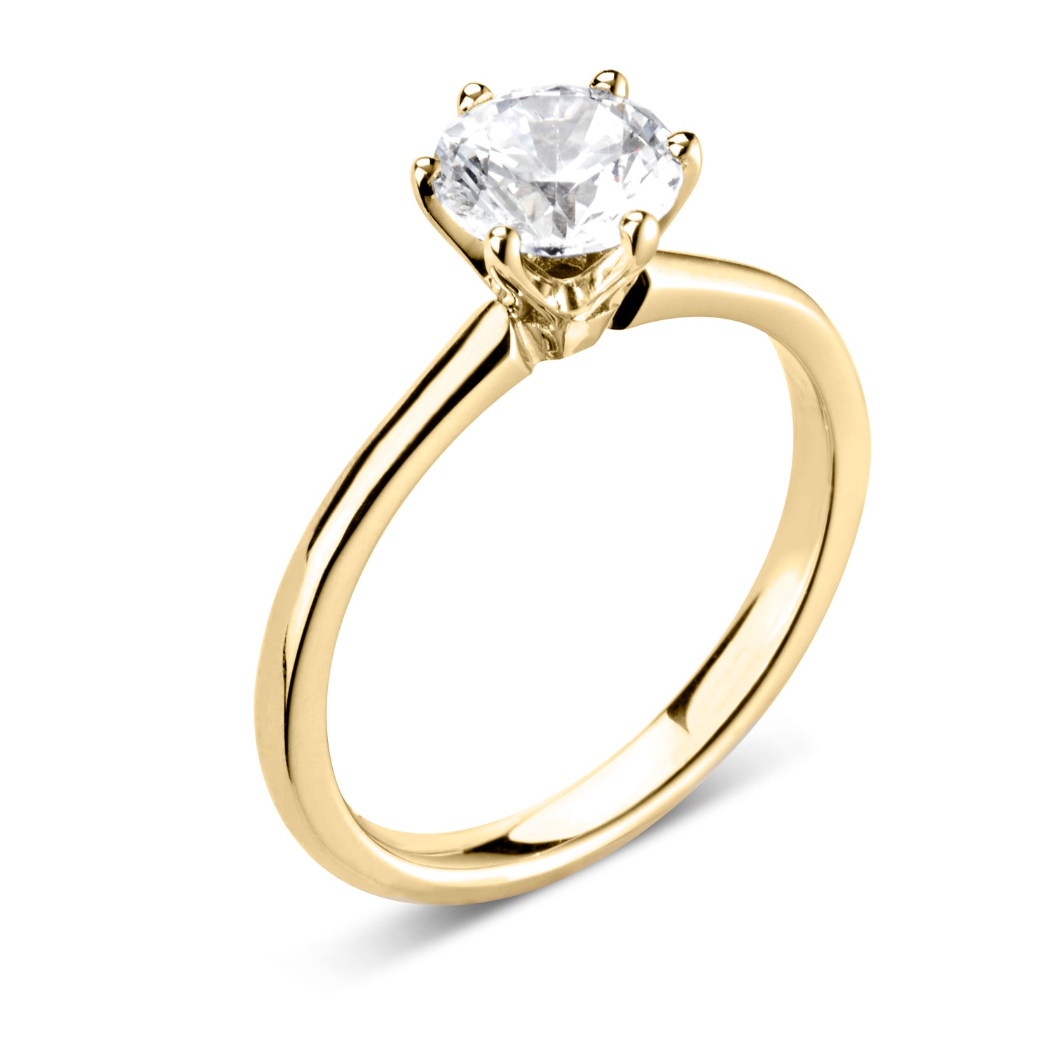 18-carat Yellow Gold Round Lab Grown Diamond Solitaire Ring 1ct