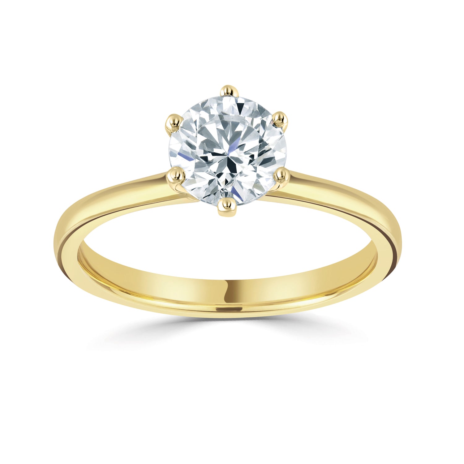 18-carat Yellow Gold Round Lab Grown Diamond Solitaire Ring 1ct