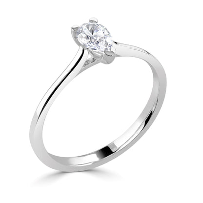 Platinum Pear Cut Diamond Solitaire Ring