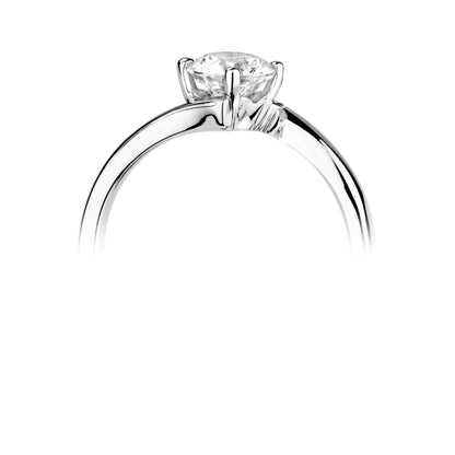 Platinum Lab Grown Round Solitaire Diamond Crossover Ring 1ct - Robert Anthony Jewellers, Edinburgh