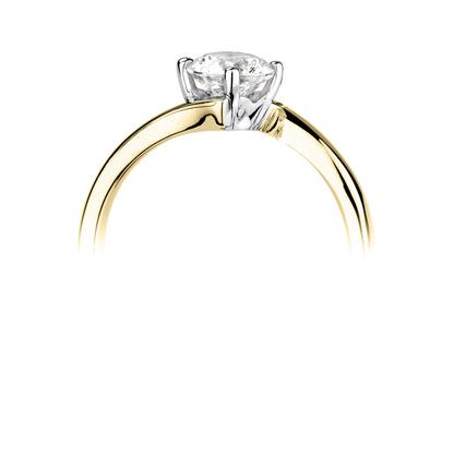 18-Carat Yellow Gold Lab Grown Diamond Crossover Solitaire Ring 1.1ct