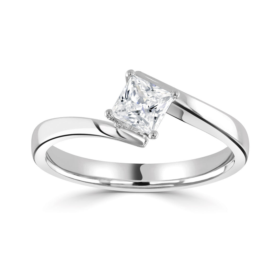 Platinum Princess Cut Lab Grown Diamond Crossover Ring 1.11ct - Robert Anthony Jewellers, Edinburgh