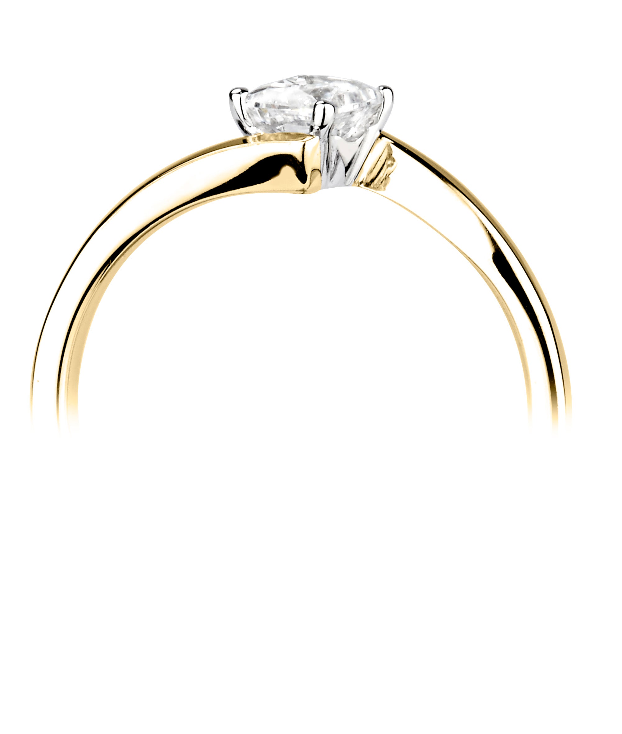 18CT Yellow Gold Princess Cut Diamond Cross Over Solitaire Ring