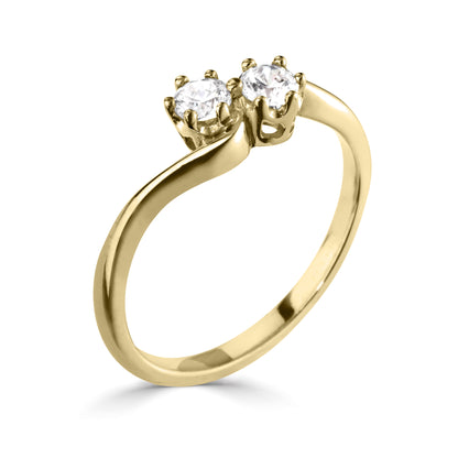 18CT Yellow Gold Two Stone Lab Grown Diamond Twist Ring 1cts - Robert Anthony Jewellers, Edinburgh
