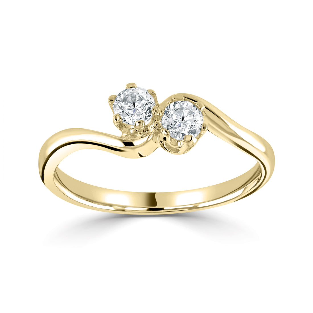 18CT Yellow Gold Two Stone Lab Grown Diamond Twist Ring 1cts - Robert Anthony Jewellers, Edinburgh