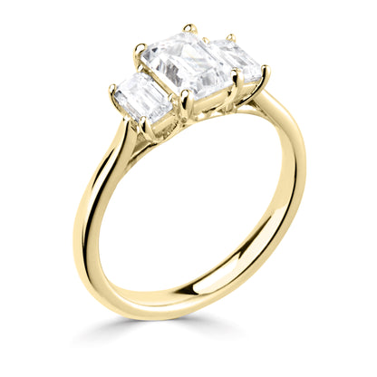 18CT Yellow Gold Emerald Cut Diamond Three Stone Ring - Robert Anthony Jewellers, Edinburgh