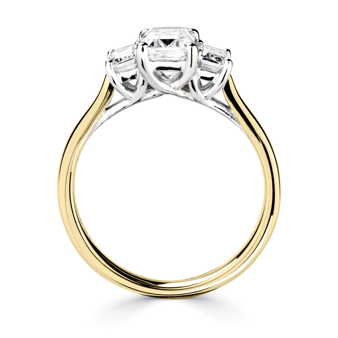 18-Carat Yellow Gold Emerald Cut Three Stone Lab Grown Diamond Ring 1cts - Robert Anthony Jewellers, Edinburgh