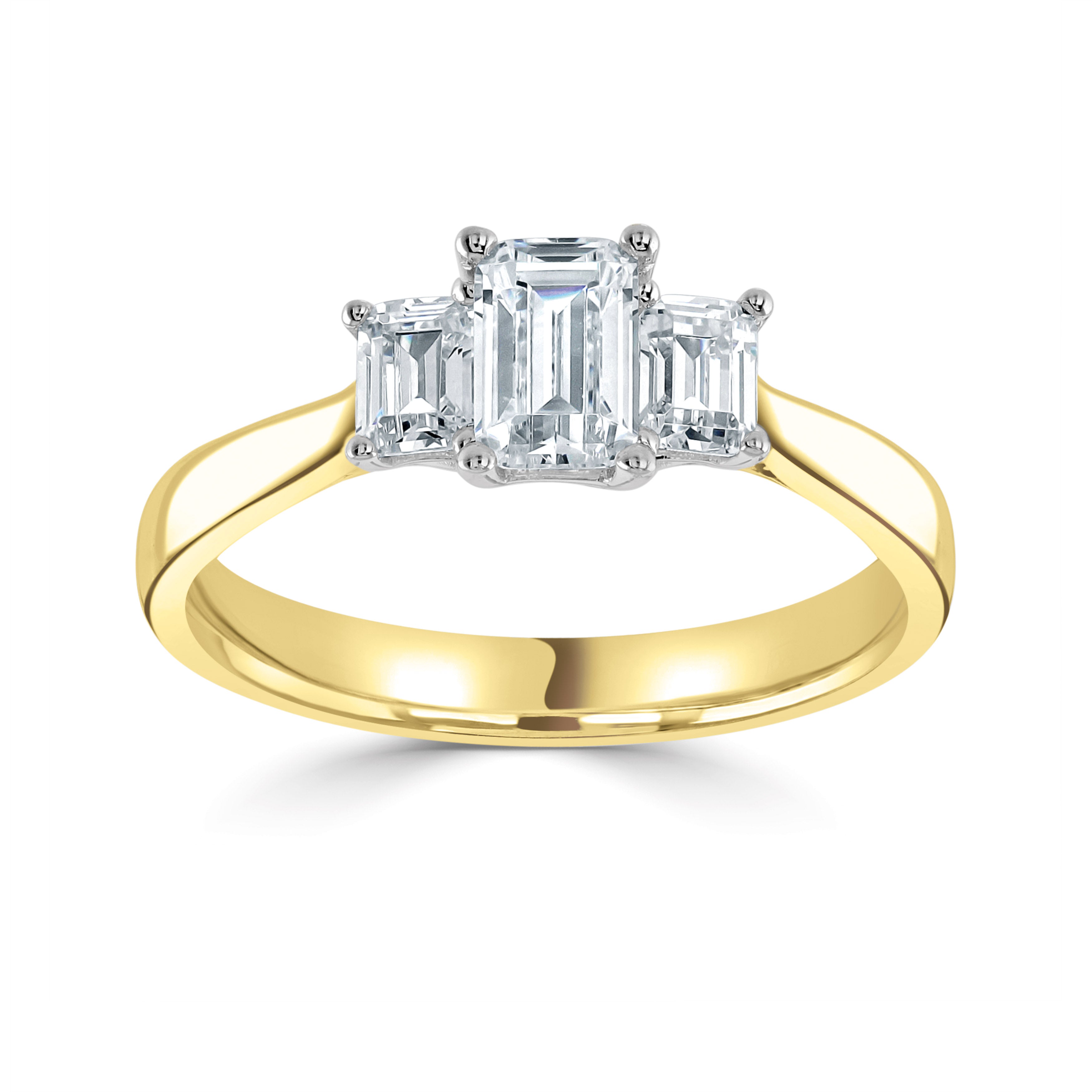 18CT Yellow Gold Emerald Cut Diamond Three Stone Ring - Robert Anthony Jewellers, Edinburgh