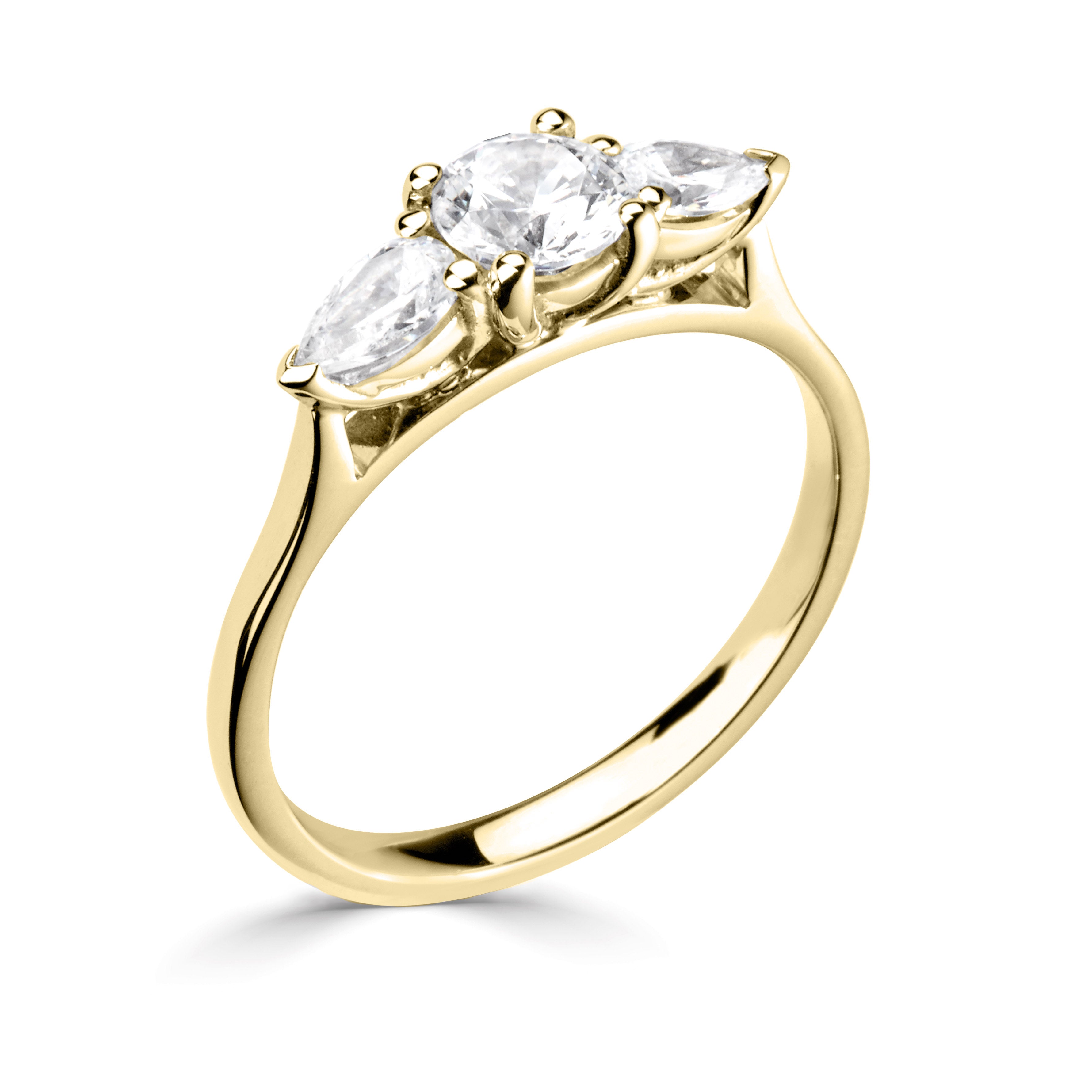 18CT Yellow Gold Diamond Three Stone Ring