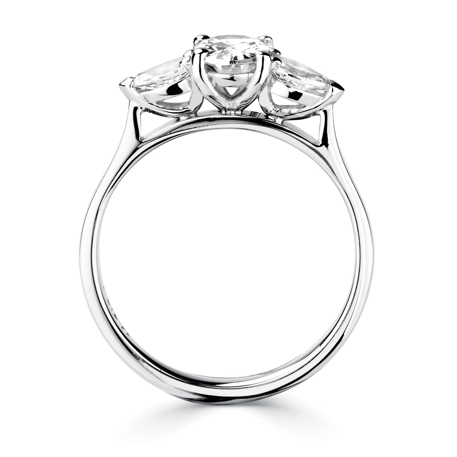 18CT White Gold Oval and Pear Diamond Three Stone Ring - Robert Anthony Jewellers, Edinburgh