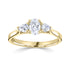 18CT Yellow Gold Oval Diamond Pear Side Three Stone Ring - Robert Anthony Jewellers, Edinburgh