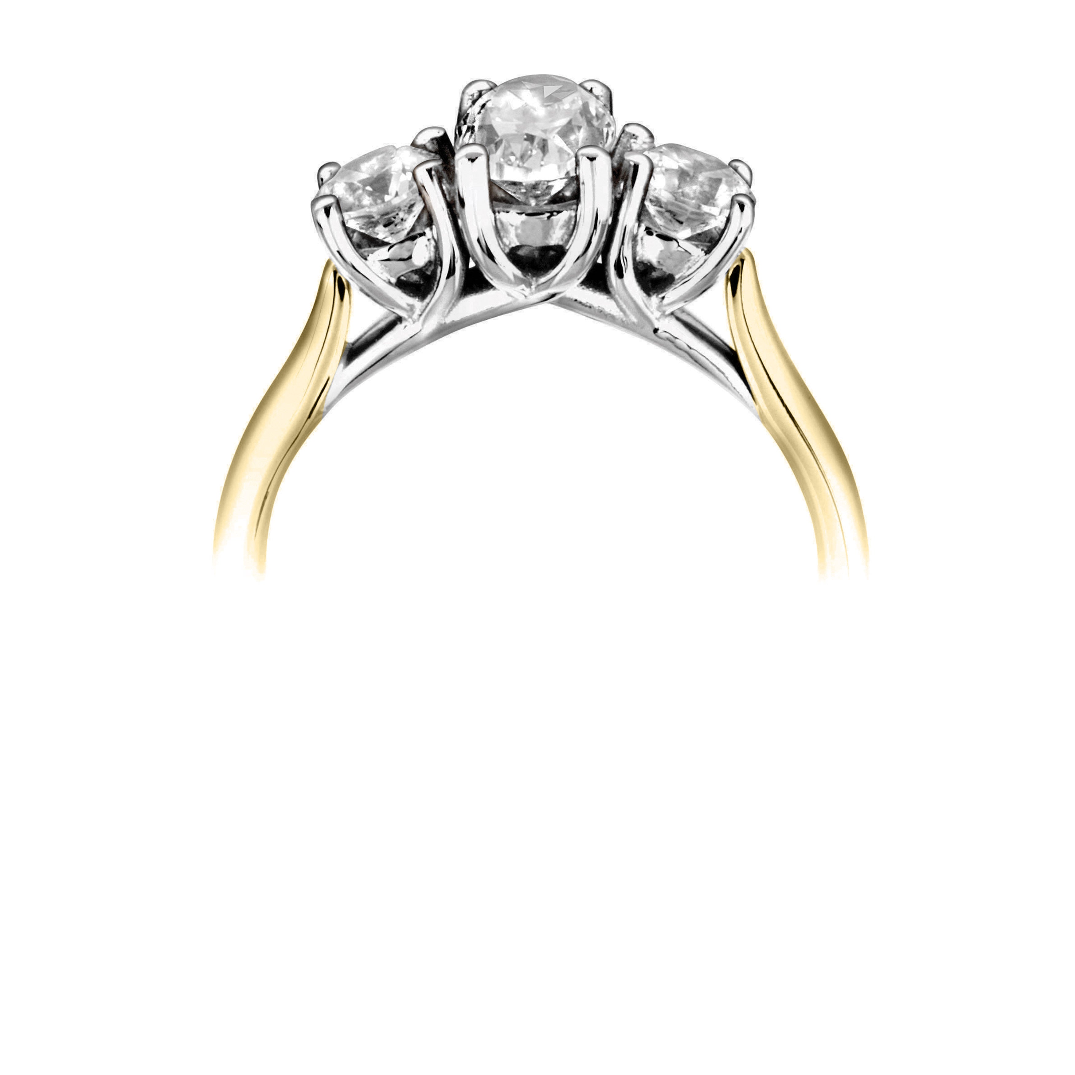 18CT Oval Diamond Three Stone Ring