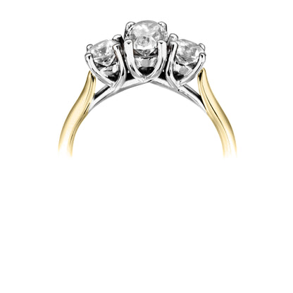 18CT Oval Diamond Three Stone Ring