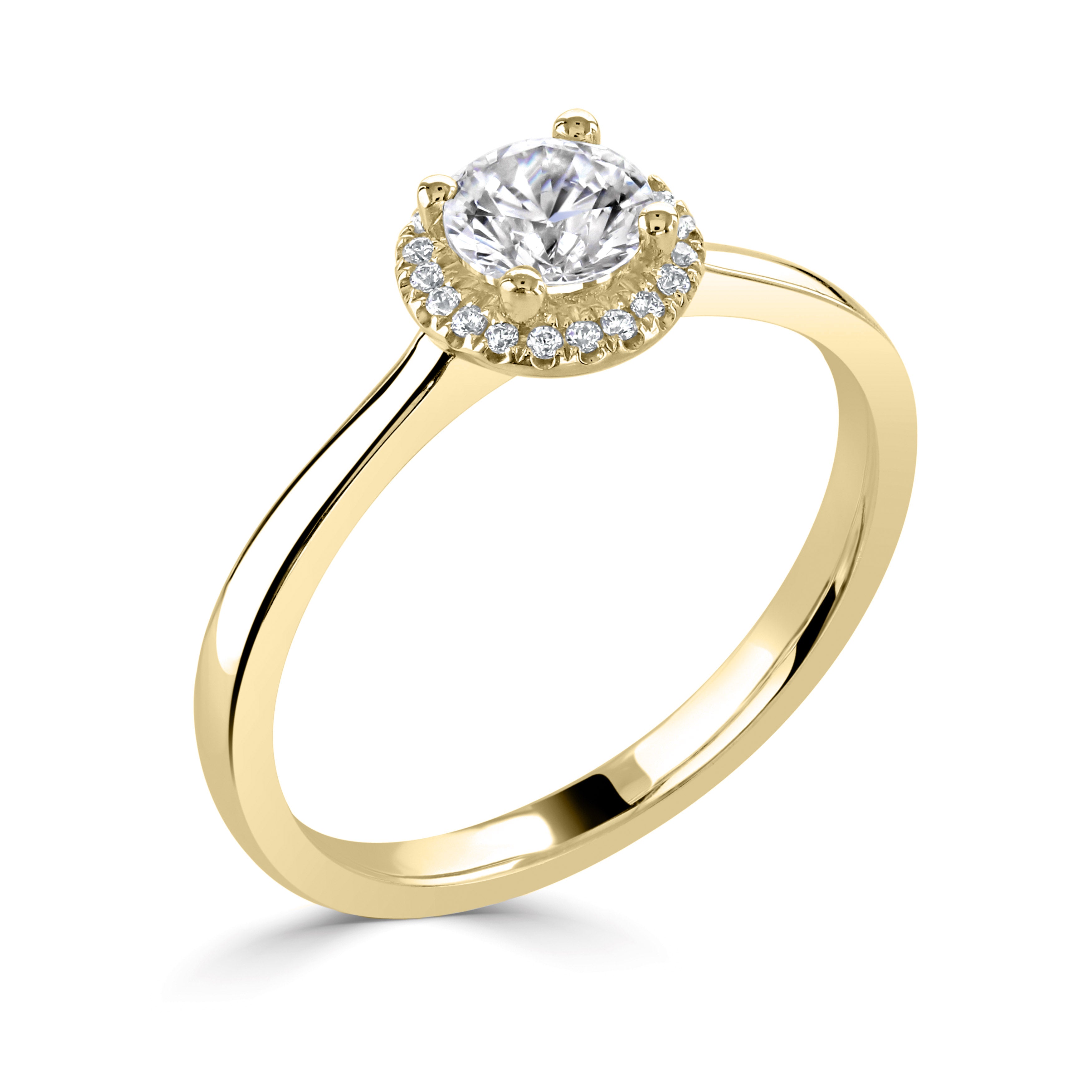 18CT Yellow Gold Round Diamond Halo Ring - Robert Anthony Jewellers, Edinburgh