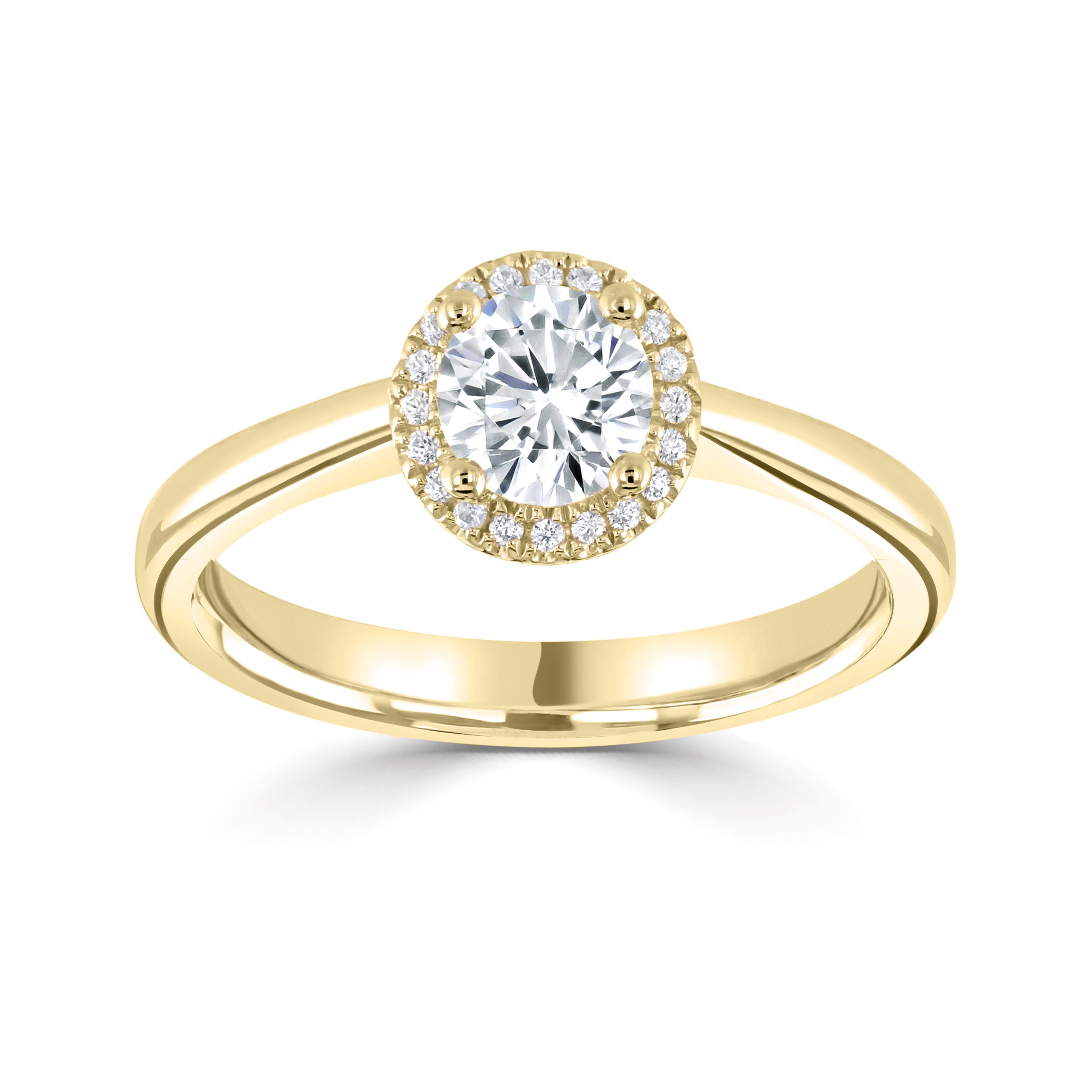 18CT Yellow Gold Round Diamond Halo Ring