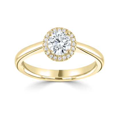 18CT Yellow Gold Round Diamond Halo Ring - Robert Anthony Jewellers, Edinburgh
