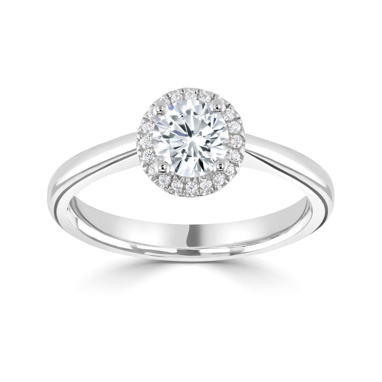 18CT White Gold Round Diamond Halo Ring - Robert Anthony Jewellers, Edinburgh