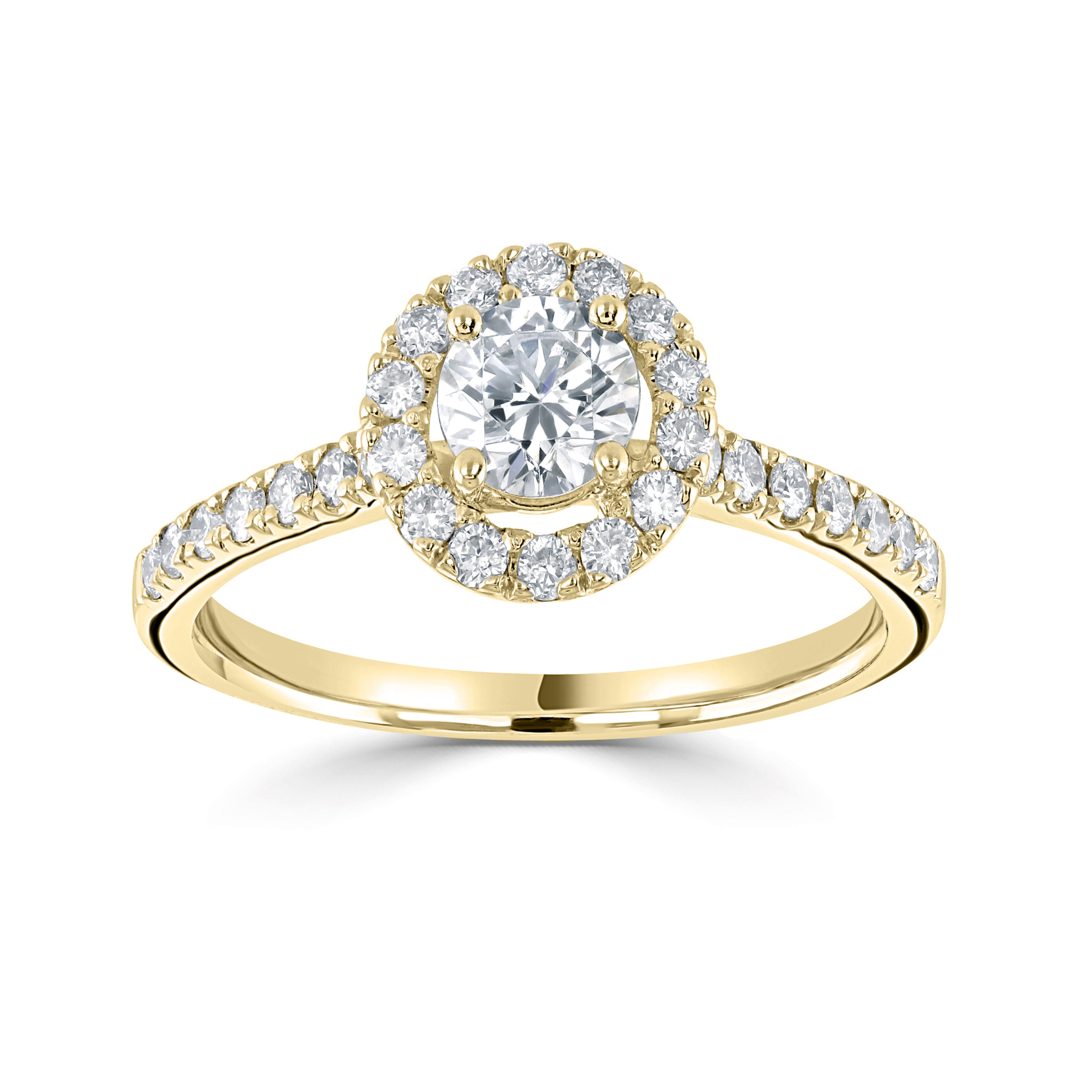 18CT Yellow Gold Diamond Halo Ring