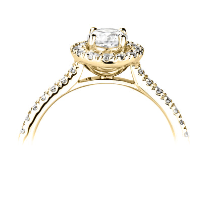 18CT Yellow Gold Diamond Halo Ring