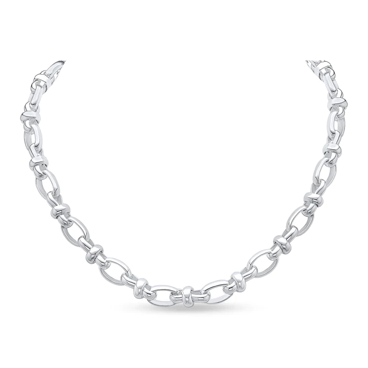 Silver Handmade 10.7mm Oval Pinched Link Chain - Robert Anthony Jewellers, Edinburgh