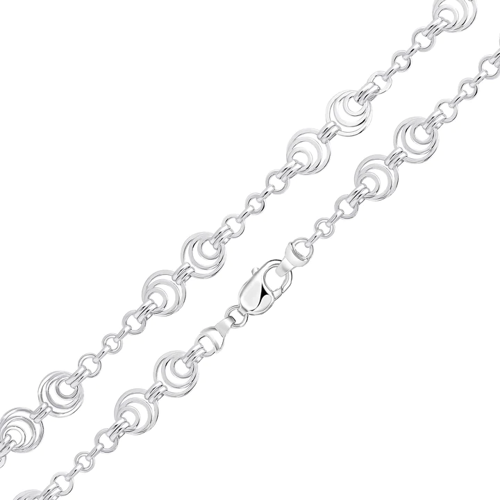 Silver Handmade 14.5mm Linked Circles Chain