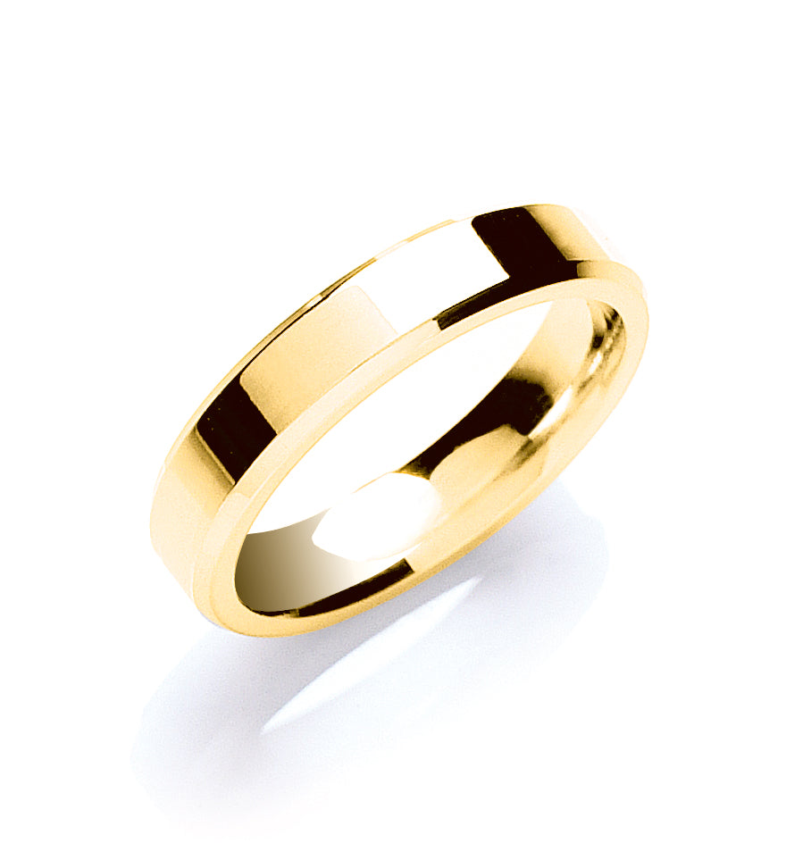 4mm 9CT Gold Flat Court Bevelled Edge Wedding Band - Robert Anthony Jewellers, Edinburgh