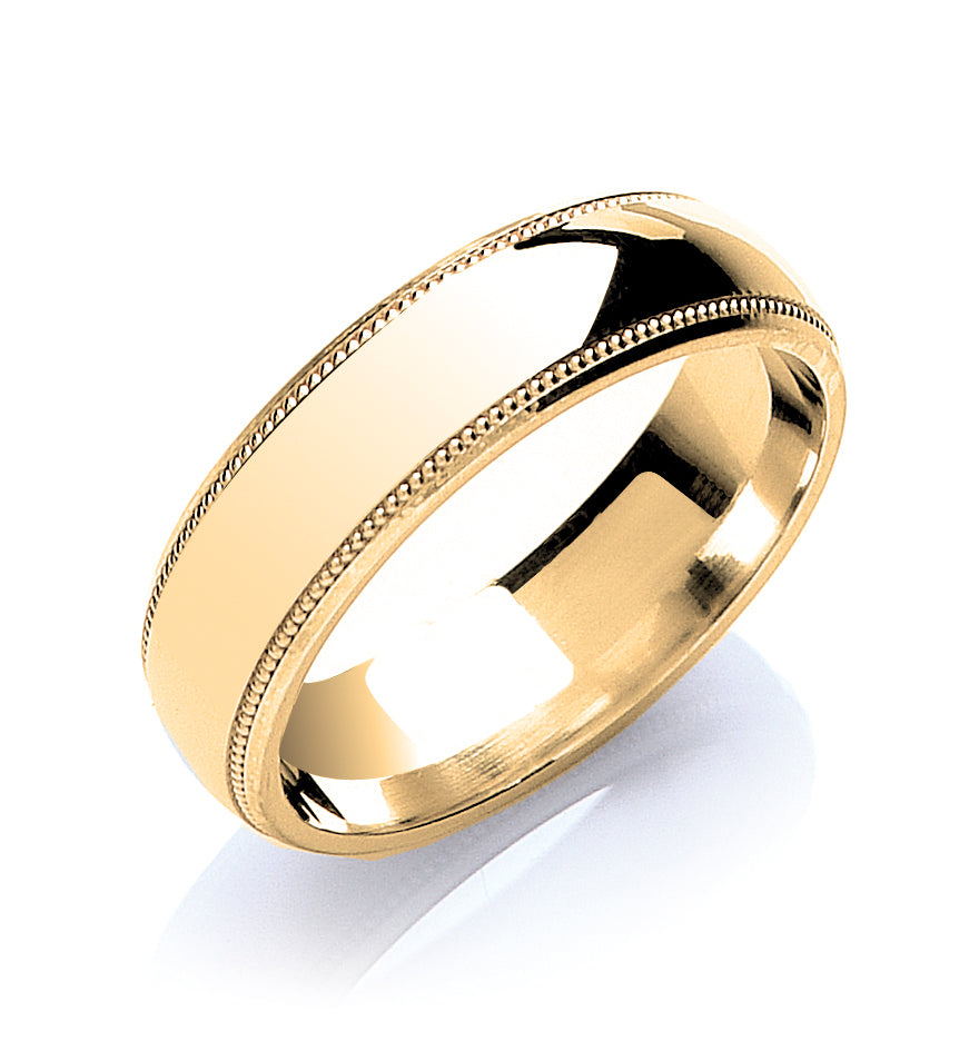 6mm 9CT Gold Milgrain Wedding Band - Robert Anthony Jewellers, Edinburgh