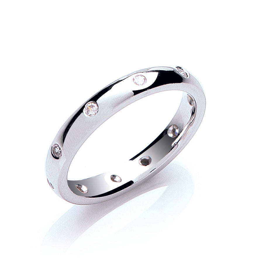 10 Stone Brilliant Cut Diamond Set 3mm Court Wedding Band - Robert Anthony Jewellers, Edinburgh