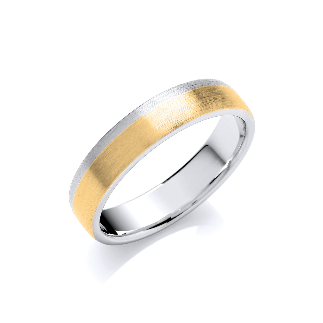 5mm 9CT Two Colour Matte Finish Wedding Band