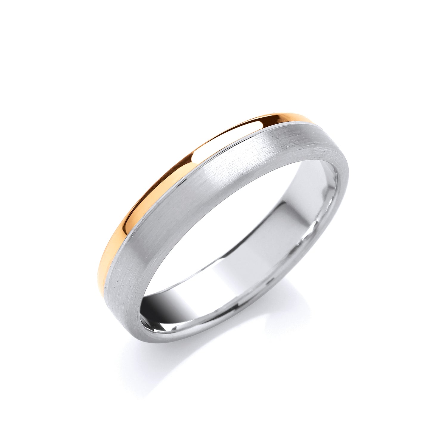 5mm 9CT Two Colour Matte and Polished Finish Wedding Band - Robert Anthony Jewellers, Edinburgh