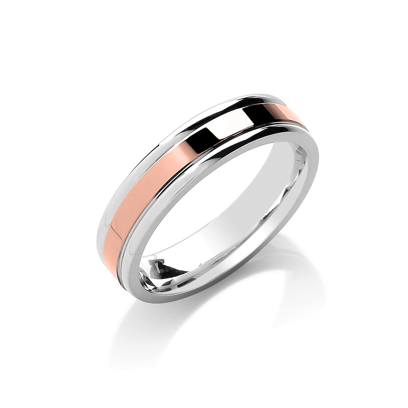 5mm 9CT Two Colour Parallel Groove Wedding Band