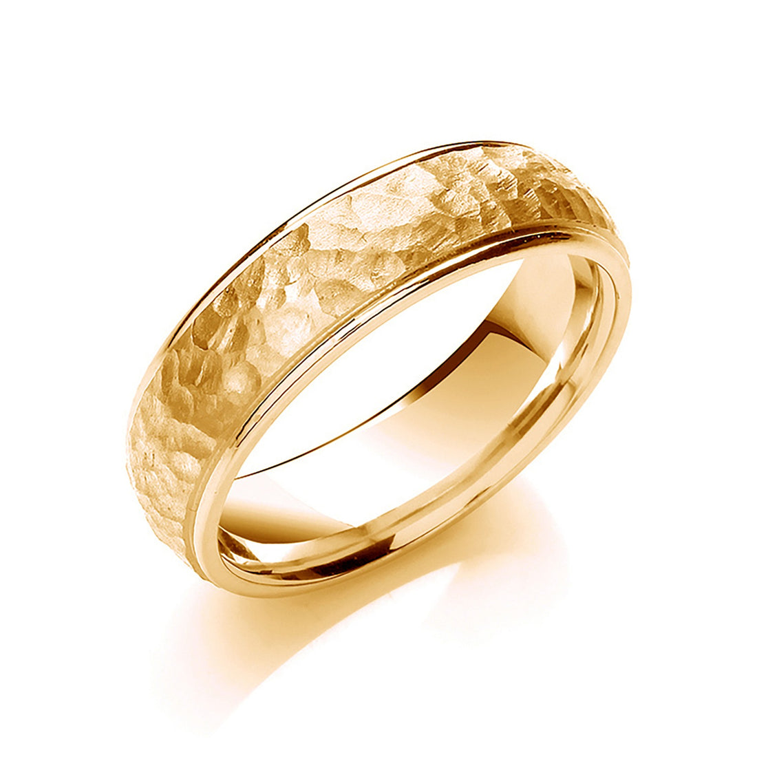 6mm 9CT Gold Hammered Style Diamond Cut Wedding Band - Robert Anthony Jewellers, Edinburgh
