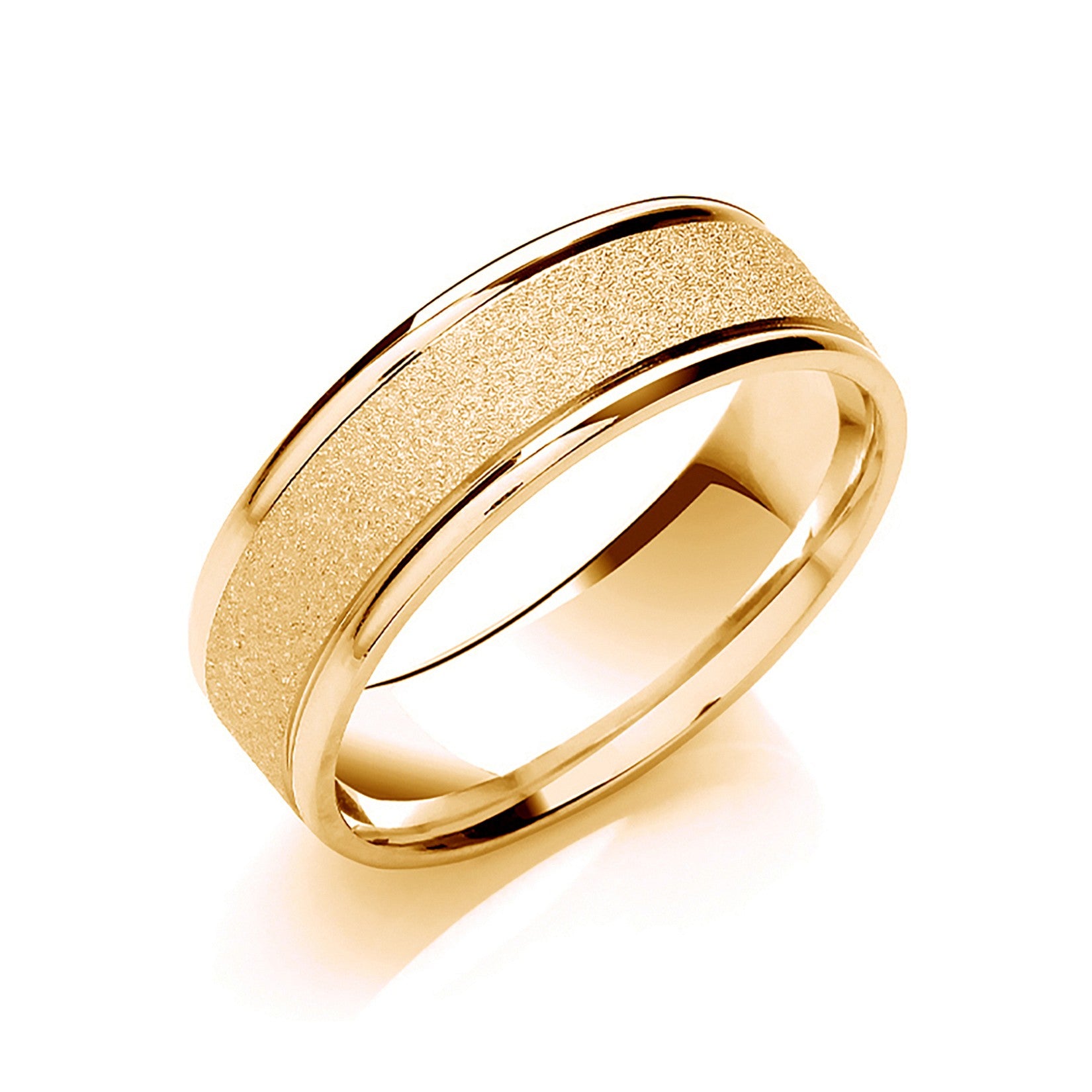 7mm 9CT Gold Sandblasted Diamond Cut Wedding Band - Robert Anthony Jewellers, Edinburgh