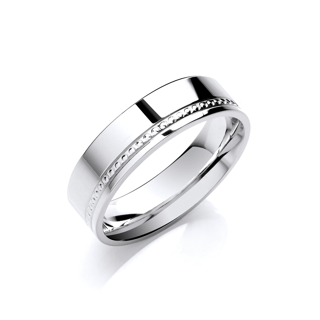 6mm 9CT Gold Milgrain Illusion Diamond Cut Wedding Band - Robert Anthony Jewellers, Edinburgh