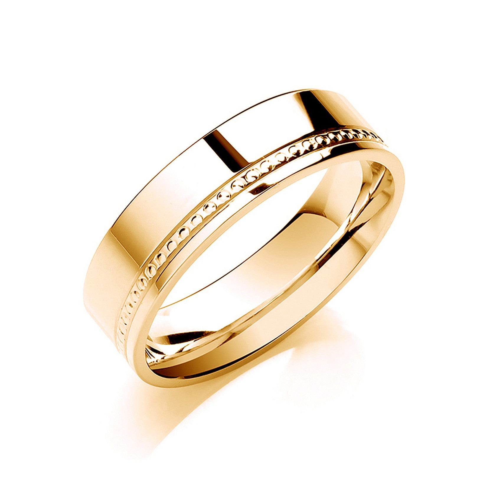6mm 9CT Gold Milgrain Illusion Diamond Cut Wedding Band - Robert Anthony Jewellers, Edinburgh