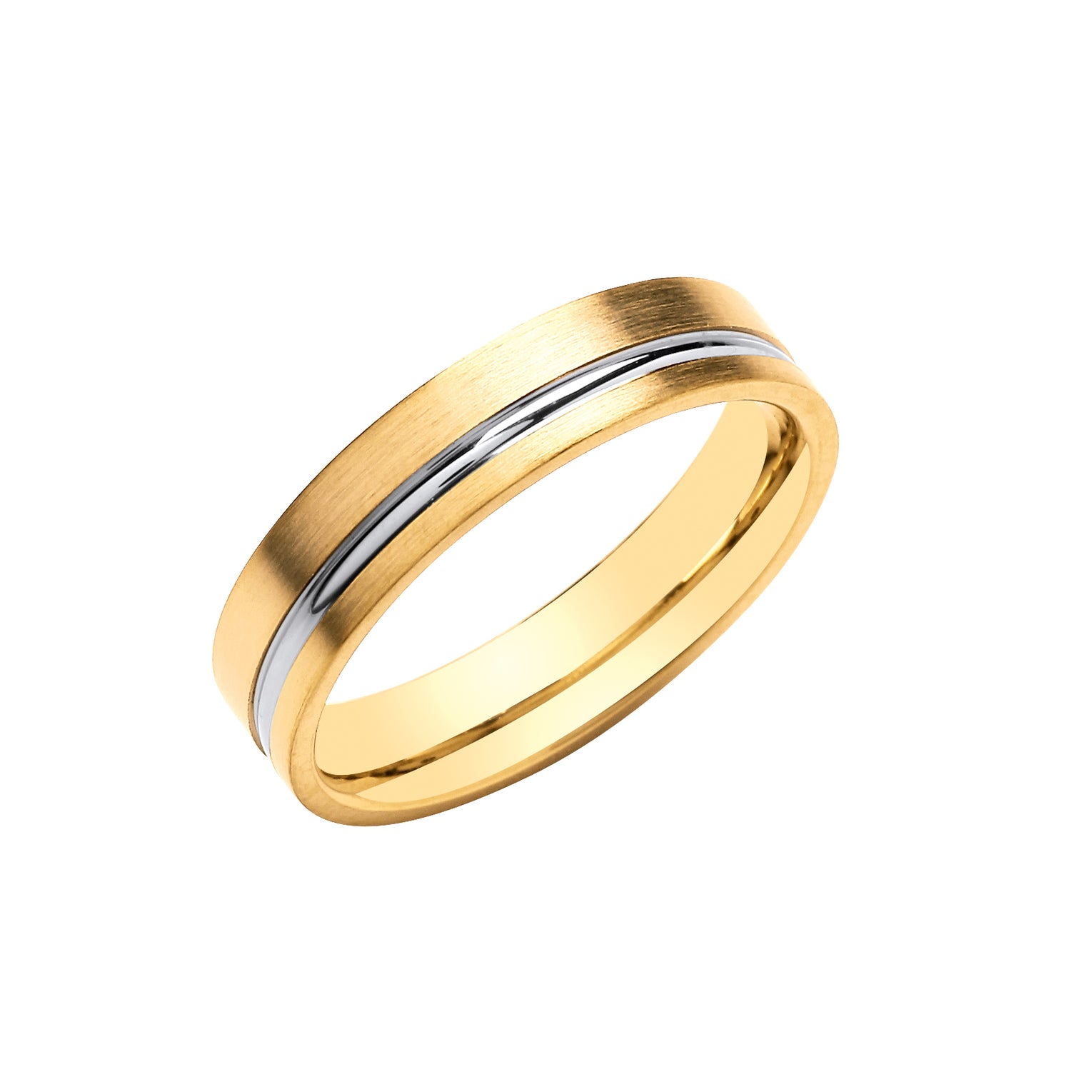 5mm 9CT Two Colour Gold Groove Wedding Band