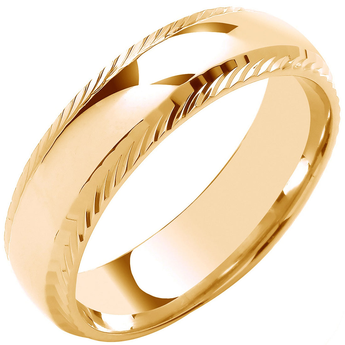 6mm 9CT Gold Traditional Court Diamond Cut Edges Wedding Band - Robert Anthony Jewellers, Edinburgh