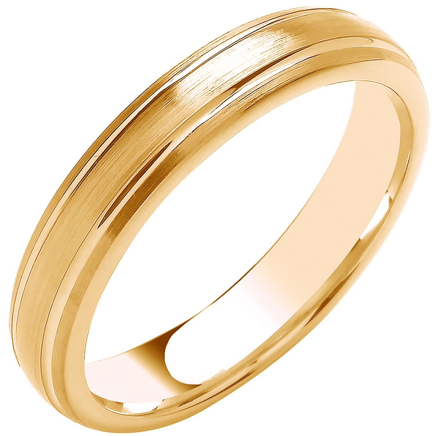 4mm 9CT Gold Traditional Court Track Edge Wedding Band