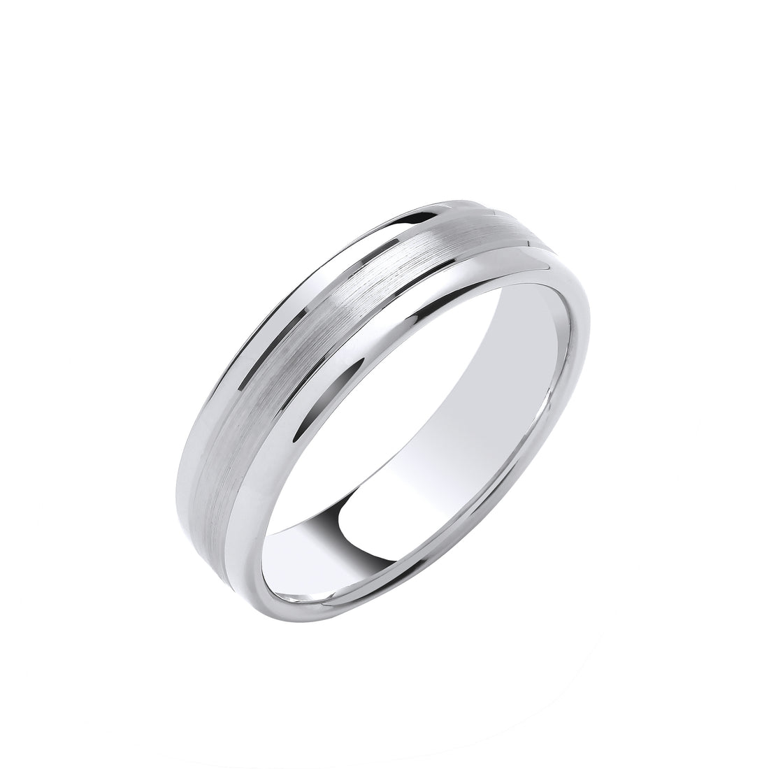 6mm 9CT Gold Soft Court Polished Edges Matte Centre Wedding Band - Robert Anthony Jewellers, Edinburgh