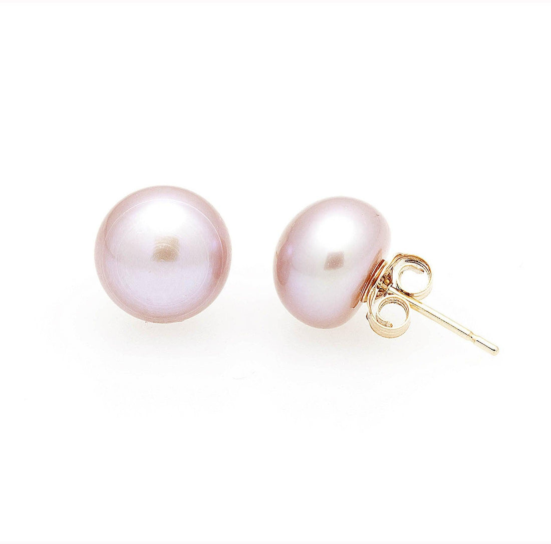 Pink Button Pearl Studs - Robert Anthony Jewellers, Edinburgh
