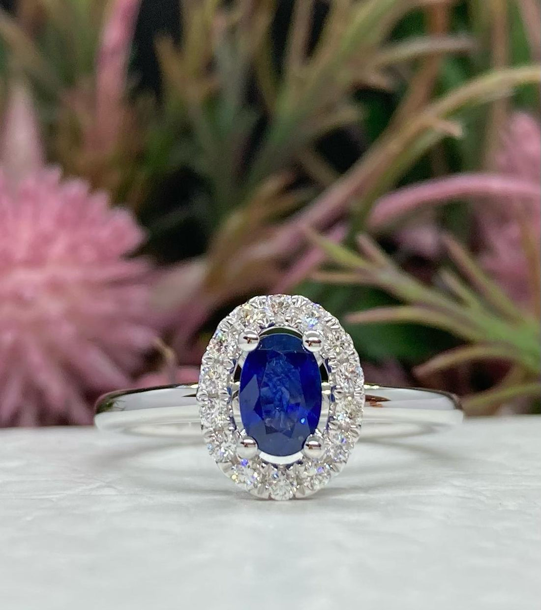 Art Deco Sapphire And Diamond Halo Ring - Robert Anthony Jewellers, Edinburgh