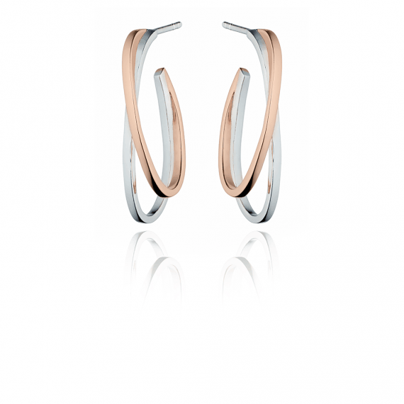 Fiorelli Silver Hoop Earrings With Rose Gold Plating