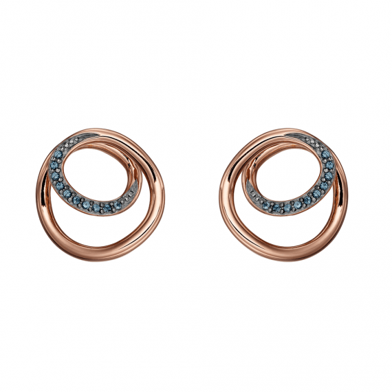 Fiorelli Silver Rose Gold Plated Spiral Earrings - Robert Anthony Jewellers, Edinburgh