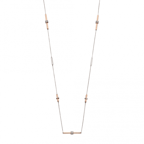 Fiorelli Silver and Rose CZ Tubular Necklace