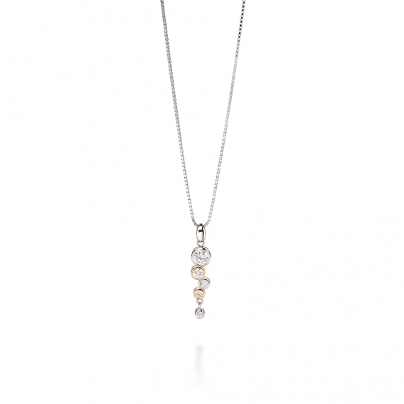 Fiorelli Silver CZ Bubble Drop Pendant - Robert Anthony Jewellers, Edinburgh